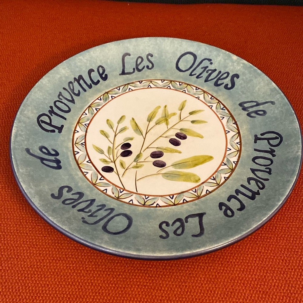 Sakura Les Olives De Provence Salad Plate Blue Rim